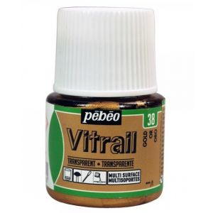 Farba witrażowa do szkła Pebeo Vitrail 45ml, Złota/38 Gold transparentna